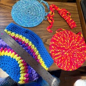 Three little girls crocheted bags